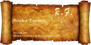 Roska Ferenc névjegykártya